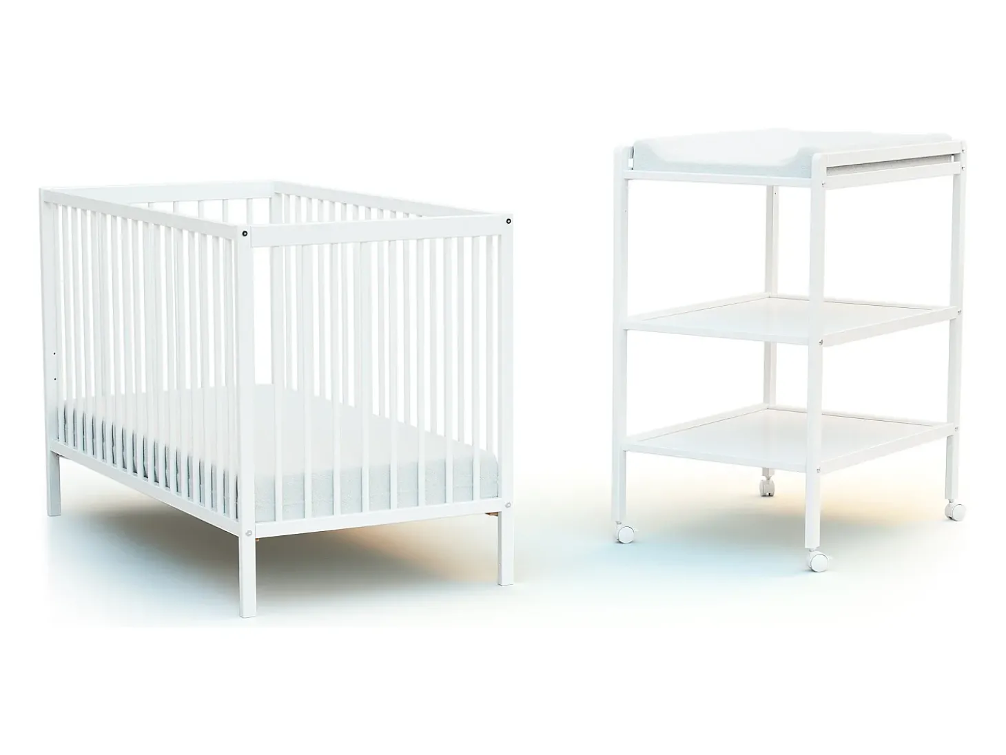 Mesa muda-fraldas com 2 prateleiras LILO de madeira Branco