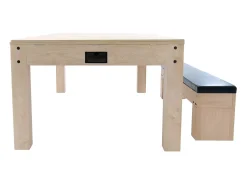 Mesa Multijogos 7 em 1 com Banco Efeito Carvalho Bilhar Pingue-Pongue Air Hockey