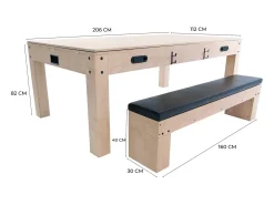 Mesa Multijogos 7 em 1 com Banco Efeito Carvalho Bilhar Pingue-Pongue Air Hockey