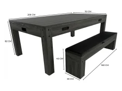 Mesa Multijogos 7 em 1 com Banco Efeito Cinza Bilhar Pingue-Pongue Air Hockey
