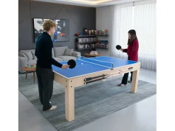 Mesa Multijogos 7 em 1 com 2 Bancos Efeito Carvalho Bilhar Air Hockey Xadrez