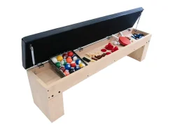 Mesa Multijogos 7 em 1 com 2 Bancos Efeito Carvalho Bilhar Air Hockey Xadrez