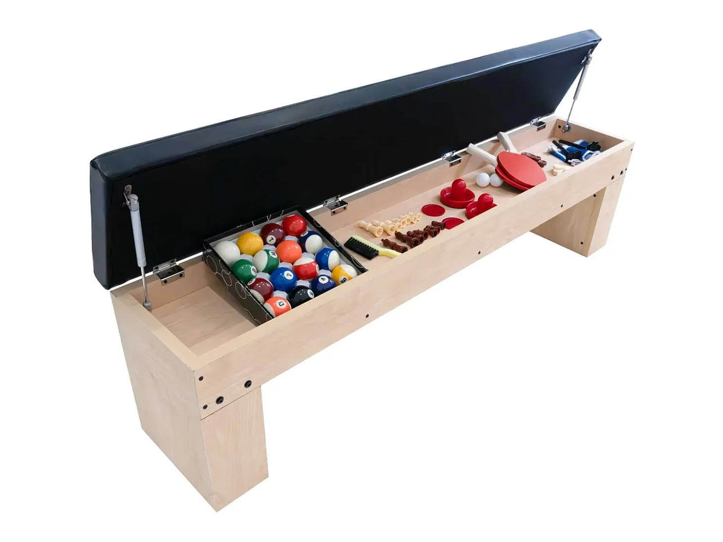 Mesa Multijogos 7 em 1 com 2 Bancos Efeito Carvalho Bilhar Air Hockey Xadrez
