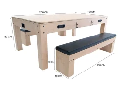 Mesa Multijogos 7 em 1 com 2 Bancos Efeito Carvalho Bilhar Air Hockey Xadrez