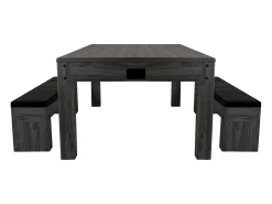 Mesa Multijogos 7 em 1 com 2 Bancos Efeito Cinza Bilhar Pingue-Pongue Air Hockey