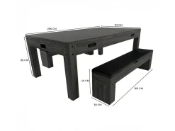 Mesa Multijogos 7 em 1 com 2 Bancos Efeito Cinza Bilhar Pingue-Pongue Air Hockey