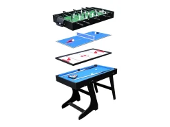 Mesa multi-jogos 4 em 1 para crianças - Matraquilhos, Bilhar, Ténis de mesa, Air-hockey