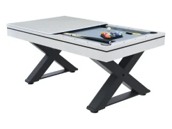 Mesa multi-jogos em madeira branca pingue-pongue e bilhar TEXAS - 3 em 1, alta qualidade, design elegante