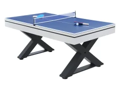 Mesa multi-jogos em madeira branca pingue-pongue e bilhar TEXAS - 3 em 1, alta qualidade, design elegante