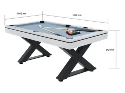 Mesa multi-jogos em madeira branca pingue-pongue e bilhar TEXAS - 3 em 1, alta qualidade, design elegante