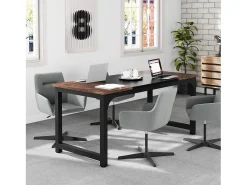 Mesa para portátil, secretária, mesa de estudo para escritório em casa, estação de trabalho para escritório, quarto, fácil de montar, 160 x 80 x 75 cm (castanho rústico + preto)