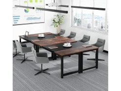 Mesa para portátil, secretária, mesa de estudo para escritório em casa, estação de trabalho para escritório, quarto, fácil de montar, 160 x 80 x 75 cm (castanho rústico + preto)
