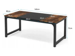 Mesa para portátil, secretária, mesa de estudo para escritório em casa, estação de trabalho para escritório, quarto, fácil de montar, 160 x 80 x 75 cm (castanho rústico + preto)