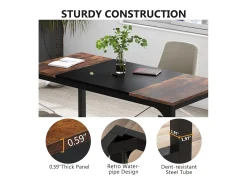 Mesa para portátil, secretária, mesa de estudo para escritório em casa, estação de trabalho para escritório, quarto, fácil de montar, 160 x 80 x 75 cm (castanho rústico + preto)