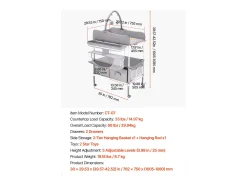 Mesa para Trocar Fraldas Dobrável SucceBuy Plano para Trocar Fraldas com 2 Gavetas em Tecido, Cesto Lateral e Barra para Pendurar, Rodízios Bloqueáveis