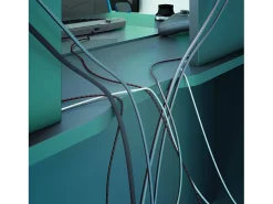 Mesa Phoenix, Mesa de jogos multifuncional moderna, Mesa de estudo para PC e suporte de CD, Mesa de estudo com prateleiras, 136x67h88 cm, Antracite
