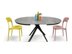Mesa redonda cinzenta cimento, pernas de metal antracite 120-170cm - PANTELLERIA