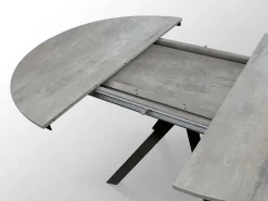 Mesa redonda cinzenta cimento, pernas de metal antracite 120-170cm - PANTELLERIA
