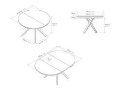 Mesa redonda cinzenta cimento, pernas de metal antracite 120-170cm - PANTELLERIA