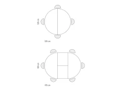 Mesa redonda cinzenta cimento, pernas de metal antracite 120-170cm - PANTELLERIA
