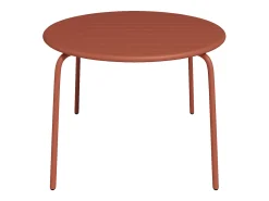 Mesa redonda de jardim em metal D. 110 cm terracota - MIRMANDE