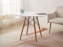 Mesa Redonda Nórdica 100cm. Sala de Jantar ou Cozinha Branco