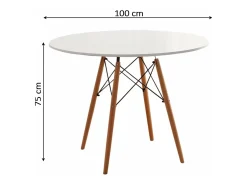 Mesa Redonda Nórdica 100cm. Sala de Jantar ou Cozinha Branco