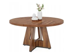 Mesa redonda para sala de jantar, cozinha, sala de jantar, sala de estar, 120 cm, para 4 pessoas, marrom rústico (apenas a mesa)