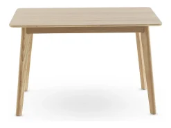 Mesa retangular 120x80 pés de hevea com tampo folheado a carvalho
