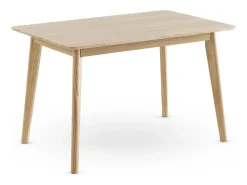 Mesa retangular 120x80 pés de hevea com tampo folheado a carvalho