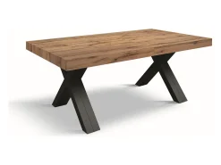 Mesa rústica de madeira de carvalho, madeira antracite X-legs 180x90-480x90cm - GALLIPOLI