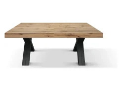 Mesa rústica de madeira de carvalho, madeira antracite X-legs 180x90-480x90cm - GALLIPOLI