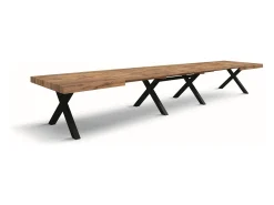 Mesa rústica de madeira de carvalho, madeira antracite X-legs 180x90-480x90cm - GALLIPOLI
