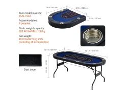 Mesa SucceBuy de Poker Plegável Ovalada para 8 Jogadores de 183cm, Blackjack de Cassino e Texas Holdem