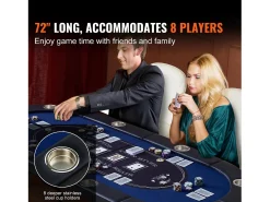 Mesa SucceBuy de Poker Plegável Ovalada para 8 Jogadores de 183cm, Blackjack de Cassino e Texas Holdem