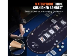 Mesa SucceBuy de Poker Plegável Ovalada para 8 Jogadores de 183cm, Blackjack de Cassino e Texas Holdem