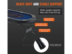 Mesa SucceBuy de Poker Plegável Ovalada para 8 Jogadores de 183cm, Blackjack de Cassino e Texas Holdem