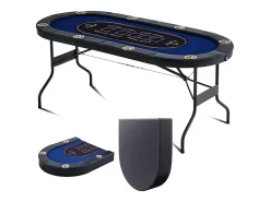 Mesa SucceBuy de Poker Plegável Ovalada para 8 Jogadores de 183cm, Blackjack de Cassino e Texas Holdem