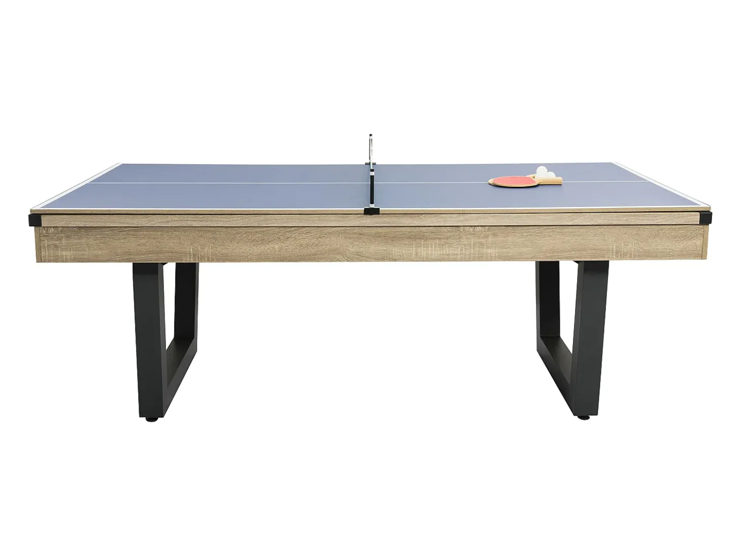 Mesa transformável bilhar e pingue-pongue, cor natural clara e preto C213,4 cm MELIAN