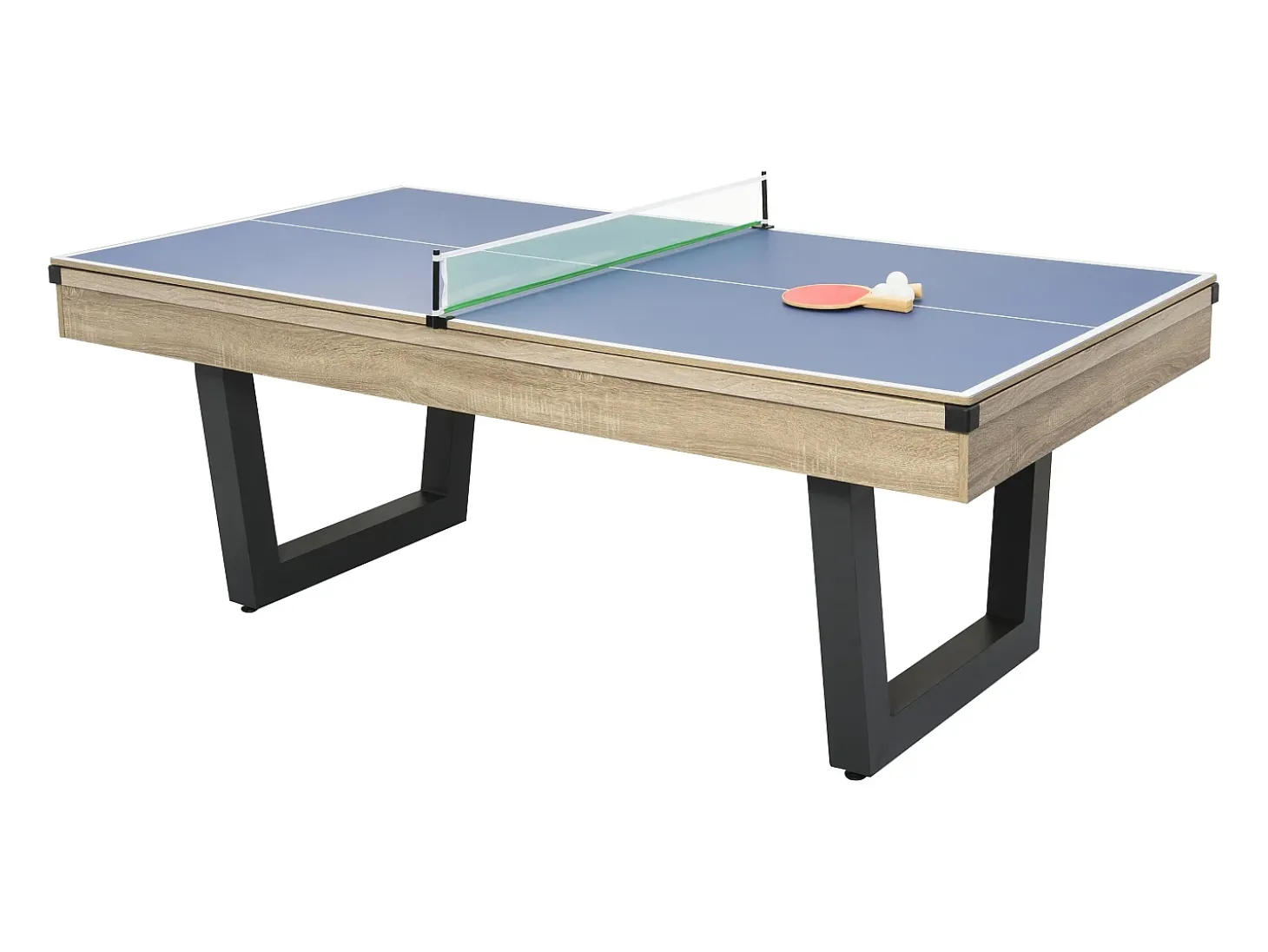 Mesa transformável bilhar e pingue-pongue, cor natural clara e preto C213,4 cm MELIAN