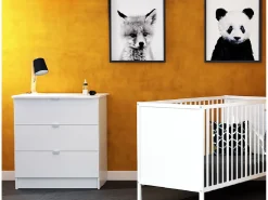 Mesa trocador com 3 gavetas de madeira Branco ALBA