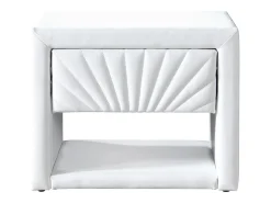 Mesa-de-cabeceira 1 gaveta e 1 nicho em couro sintético branco - ULAMI