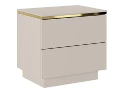 Mesa-de-cabeceira conjunto de 2 com 2 gavetas bege e dourado - VUKIA