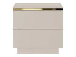 Mesa-de-cabeceira conjunto de 2 com 2 gavetas bege e dourado - VUKIA