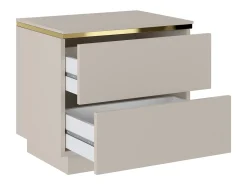 Mesa-de-cabeceira conjunto de 2 com 2 gavetas bege e dourado - VUKIA