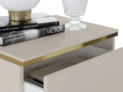 Mesa-de-cabeceira conjunto de 2 com 2 gavetas bege e dourado - VUKIA