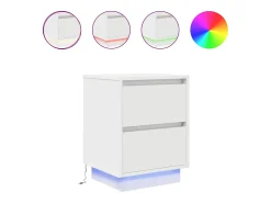 Mesas cabeceira c/ luzes LED 2 pcs 38x34x50 cm branco