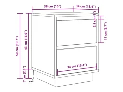 Mesas cabeceira c/ luzes LED 2 pcs 38x34x50 cm branco