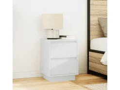 Mesas cabeceira c/ luzes LED 2 pcs 38x34x50 cm branco
