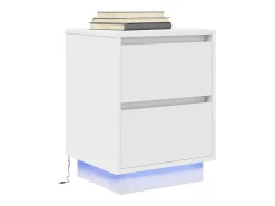 Mesas cabeceira c/ luzes LED 2 pcs 38x34x50 cm branco